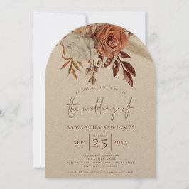 Invitación Arco Boda del código QR de Boho Terracotta Florals