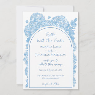 Invitación Arco Boda Delicado de Flor Azul