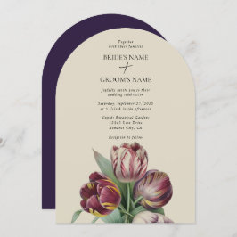Invitación Arco Boda Moody Watercolor Púrpura Tulipanos