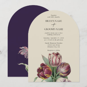 Invitación Arco Boda Moody Watercolor Púrpura Tulipanos