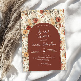 Invitación Arco boho acuarela terracota flores silvestres ama