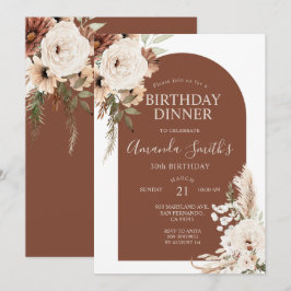 Invitación Arco boho de terracota floral cumpleaños 30º cena