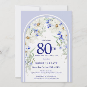 Invitación Arco Boho Floral Blanco Azul Fiesta de Cumpleaños 