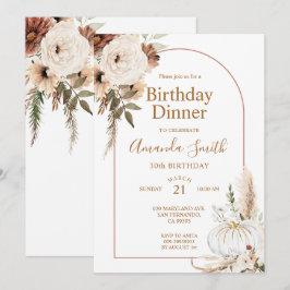 Invitación Arco boho floral de calabaza de otoño cumpleaños 3