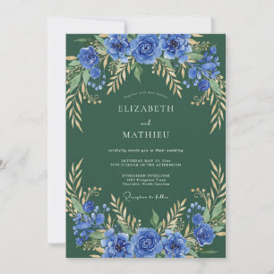 Invitación Arco Botánico Boda Azul Profundo