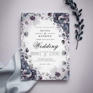 Invitación Arco Botánico de Bodas de Ciruela Profunda