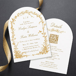 Invitación Arco Botánico de Jardín Todo en Uno para Boda