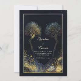 Invitación Arco Botánico Dorado de Medianoche Polvo de Estrel
