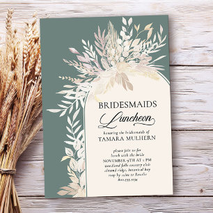 Invitación Arco Botánico Verde Salvia para Almuerzo de Damas