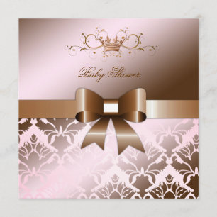 Invitación Arco Brown Baby Shower rosado del reflejo del