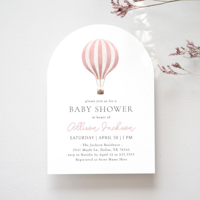 Invitación Arco Chica de globo aerostático rosa Baby Shower (Subido por el creador)