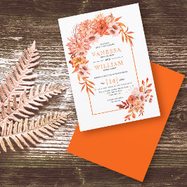 Invitación Arco con flores naranjas floridas boda otoño