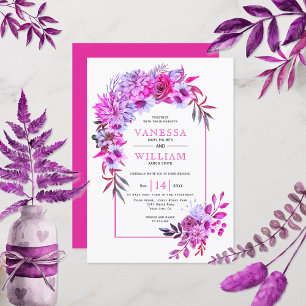 Invitación Arco con flores rosa magenta boda floral