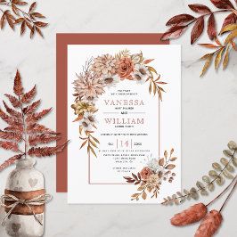 Invitación Arco con flores y hojas de otoño boda otoño