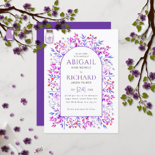 Invitación Arco con hojas y bayas boda de invierno púrpura