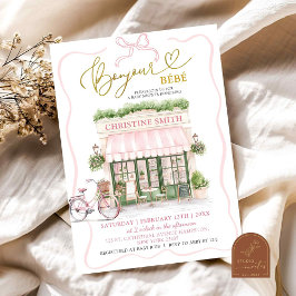 Invitación Arco Coquette parisino café Niña Francesa Baby Sho