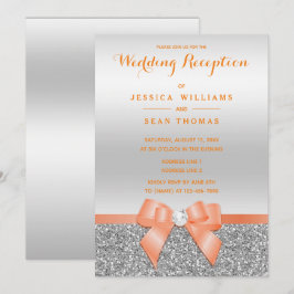 Invitación Arco Coral Romántico, Recepción de Brillo Plateado