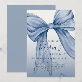 Invitación Arco de acuarela azul personalizado para primer cu