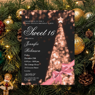 Invitación Arco de árbol de Navidad en oro rosa moderno Cumpl