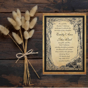 Invitación Arco de árbol del bosque encantado de cobre y dora
