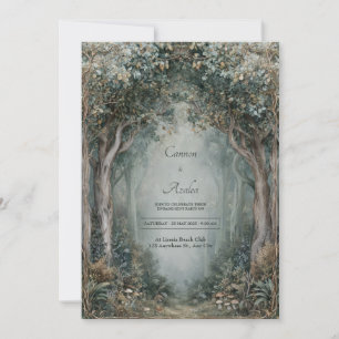 Invitación Arco de árbol nudoso Sabio Verde Bosque Brumoso