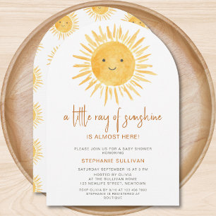 Invitación Arco de Baby Shower Boho Un Pequeño Rayo de Sol