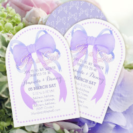Invitación Arco de Baby Shower con lazo de cinta morada
