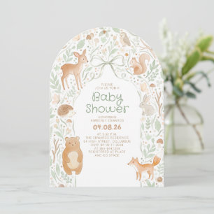 Invitación Arco de Baby Shower de Animales del Bosque Foresta