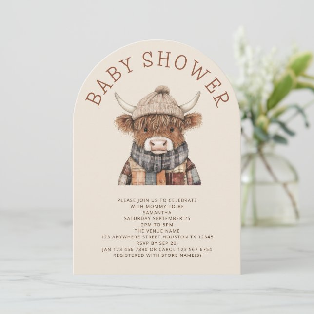 Invitación Arco de Baby Shower de crema de vaca en la montaña (Anverso de pie)