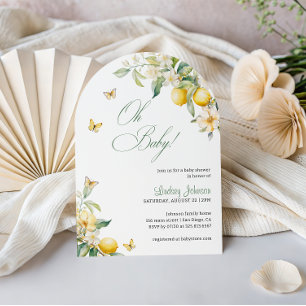 Invitación Arco de Baby Shower de Mariposa Floral Cítrico de 