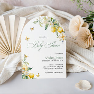 Invitación Arco de Baby Shower de Mariposa Floral Cítrico de 