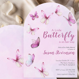 Invitación Arco de Baby Shower de Mariposa Rosa Bonita