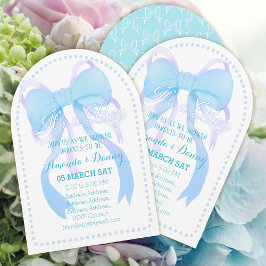 Invitación Arco de Baby Shower de Niño con Cinta Azul