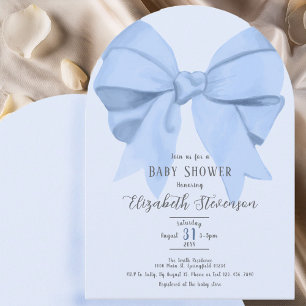 Invitación Arco de Baby Shower Elegante Lazo Azul Es un Niño