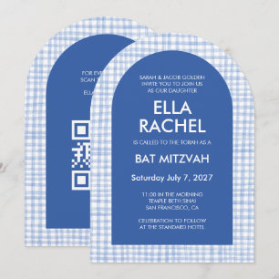 Invitación Arco de Bar Mitzvah Chic Gingham Moderno Personali