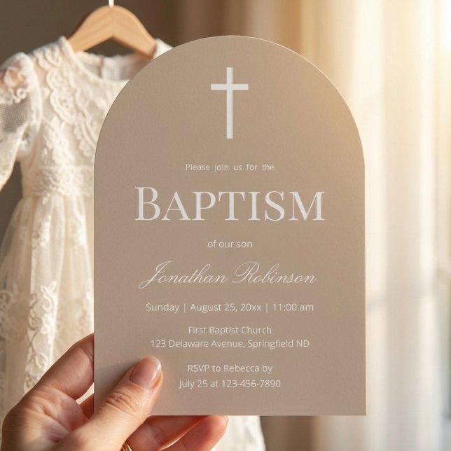 Invitación Arco de Bautizo Beige Neutral (Subido por el creador)