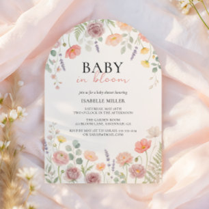 Invitación Arco de bienvenida para baby shower floral de prim