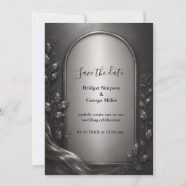 Invitación Arco de boda Art Déco de metal gris oscuro y sombr