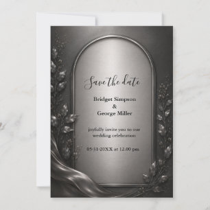 Invitación Arco de boda Art Déco de metal gris oscuro y sombr