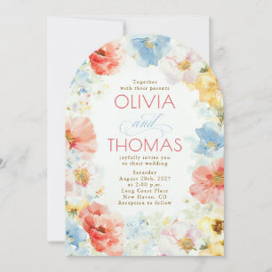 Invitación Arco de boda boho elegante floral vintage desgasta