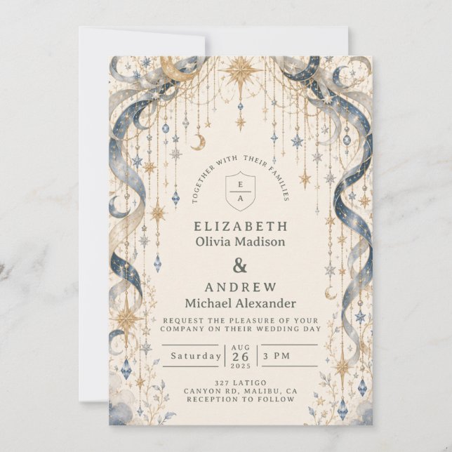 Invitación Arco de Boda Celestial Encantador (Anverso)