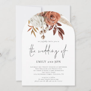 Invitación Arco de boda con código QR de florales de terracot