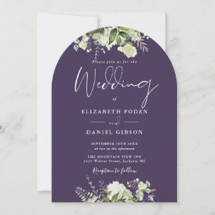 Invitación Arco de boda con código QR floral de vegetación mo