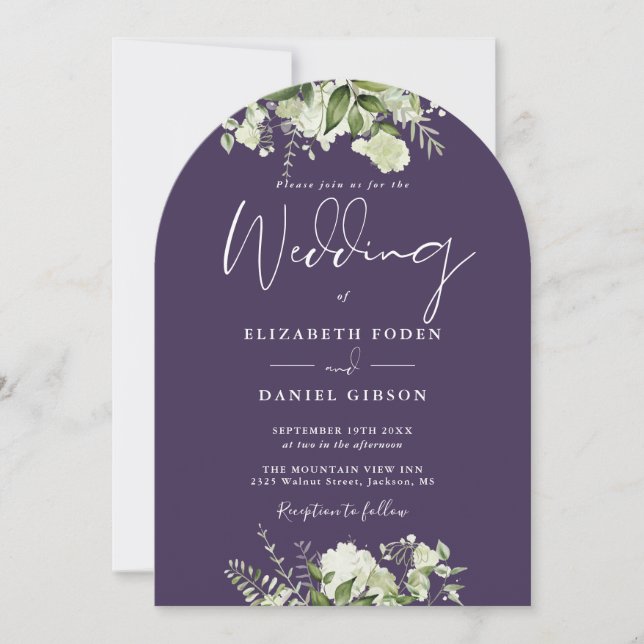 Invitación Arco de boda con código QR floral de vegetación mo (Anverso)