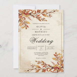Invitación Arco de Boda con Follaje Ámbar Rústico