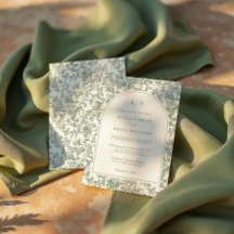 Arco de boda con monograma de toile floral verde s