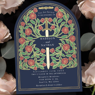 Invitación Arco de Boda de espada azul real