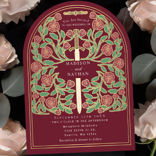 Invitación Arco de Boda de espada de la Realeza Roja