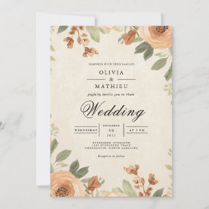 Invitación Arco de Boda de Flor de Otoño Cálido