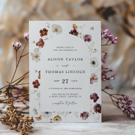 Invitación Arco de boda de flores boho de otoño